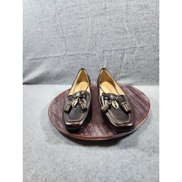 Etienne Aigner Brown "Vita" Loafers With Tassel & Gold Hardware & Low Heel 8M - Picture 8 of 13